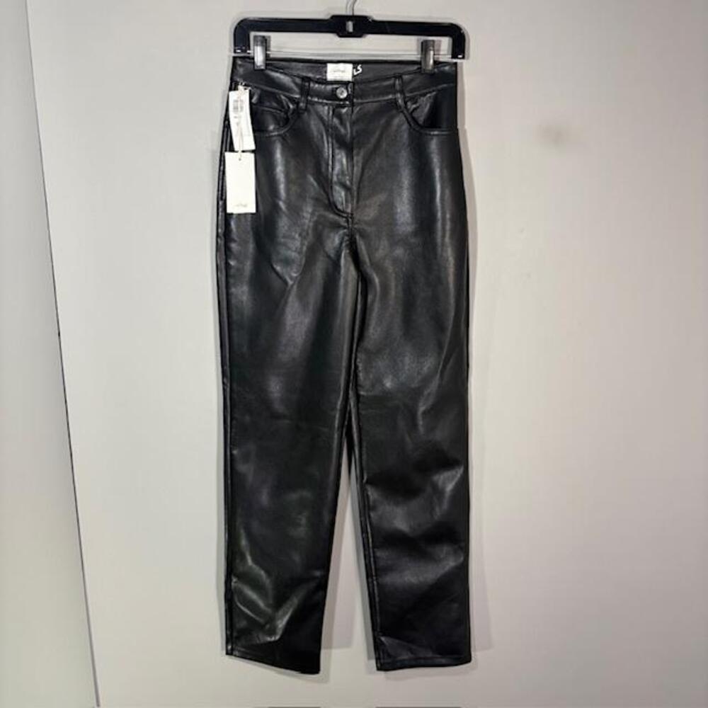Wilfred Dress Pants Womens 4 Black Melina Faux Leather High Rise Straight Leg
